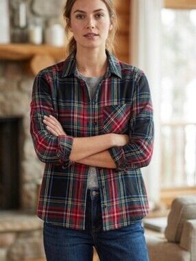 Time and Tru Multicolor Flannel Plaid Shirt